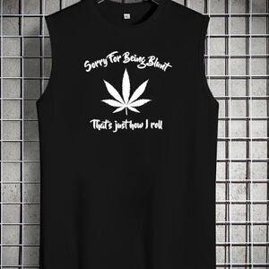 NEW! Black Pot Leaf Men's Sleeveless Muscle Shirt Tank Top Blunt Weed Doobie